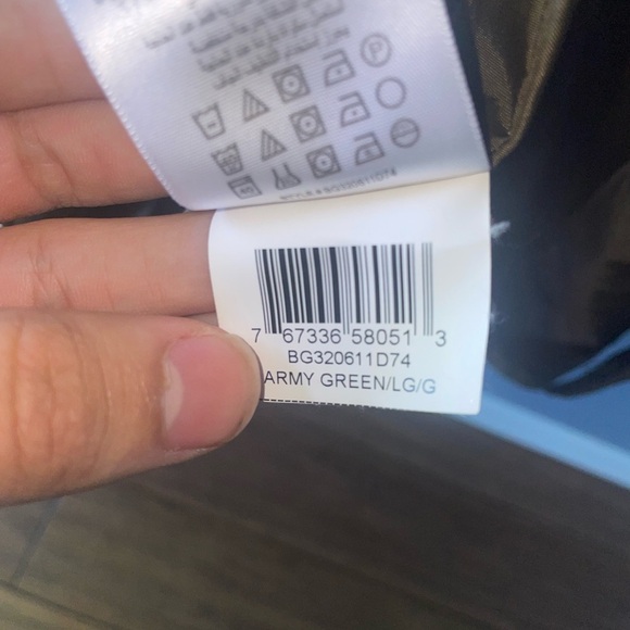 Olive puffer jacket trench coat jacket zip up cargo - Picture 10 of 10